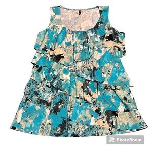 ✨3/$20✨ Denver Hayes Women’s Patterned Sleeveless Ruffled Top